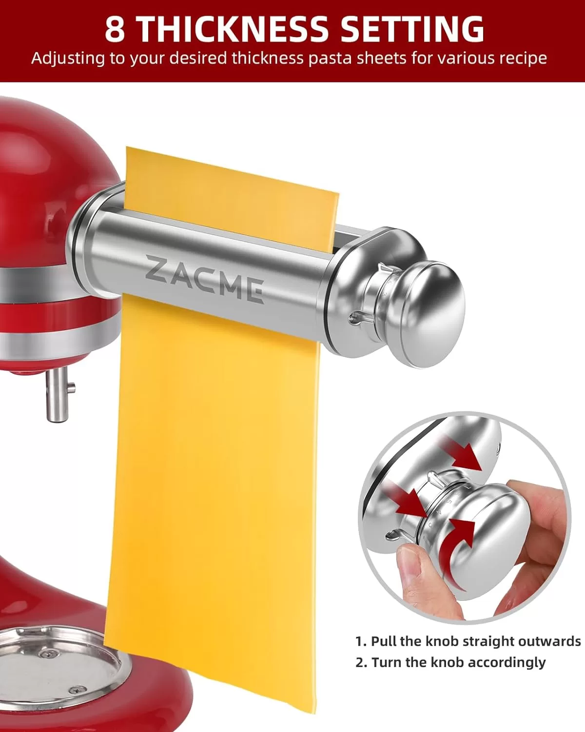 Pasta Maker Attachment Set for All KitchenAid Stand Mixer Included Pasta Sheet Roller, 3 Piece