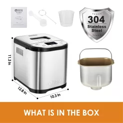 Kitchen in the box Bread Maker Machine with Gluten-Free Setting, 2LB 1.5LB 1LB Automatic Breadmaker with Homemade Cycle