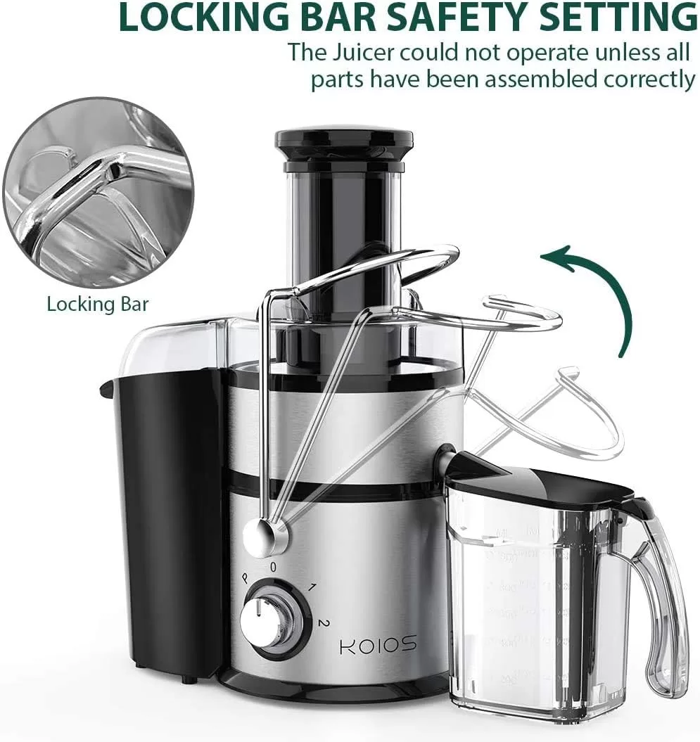 1300W KOIOS Centrifugal Juicer Machines, Juice Extractor with Extra Large 3inch Feed Chute