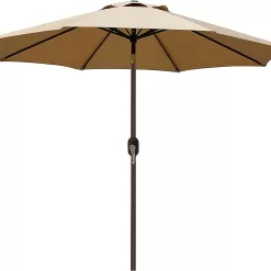 Blissun 9' Outdoor Market Patio Umbrella with Push Button Tilt and Crank, 8 Ribs (Tan)