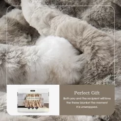 Krifey Oversized Minky Blanket, Super Soft Fluffy Luxury Throw Blanket Comfy Faux Fur Bed Throw Marbled Gray 60