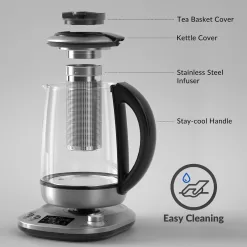 Mecity Tea Kettle Electric Tea Pot with Removable Infuser, 9 Preset Brewing Programs Tea Maker