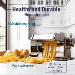 Pasta Maker Machine, 150 Roller Pasta Maker, 7 Adjustable Thickness Settings, 2-in-1 Noodles Maker