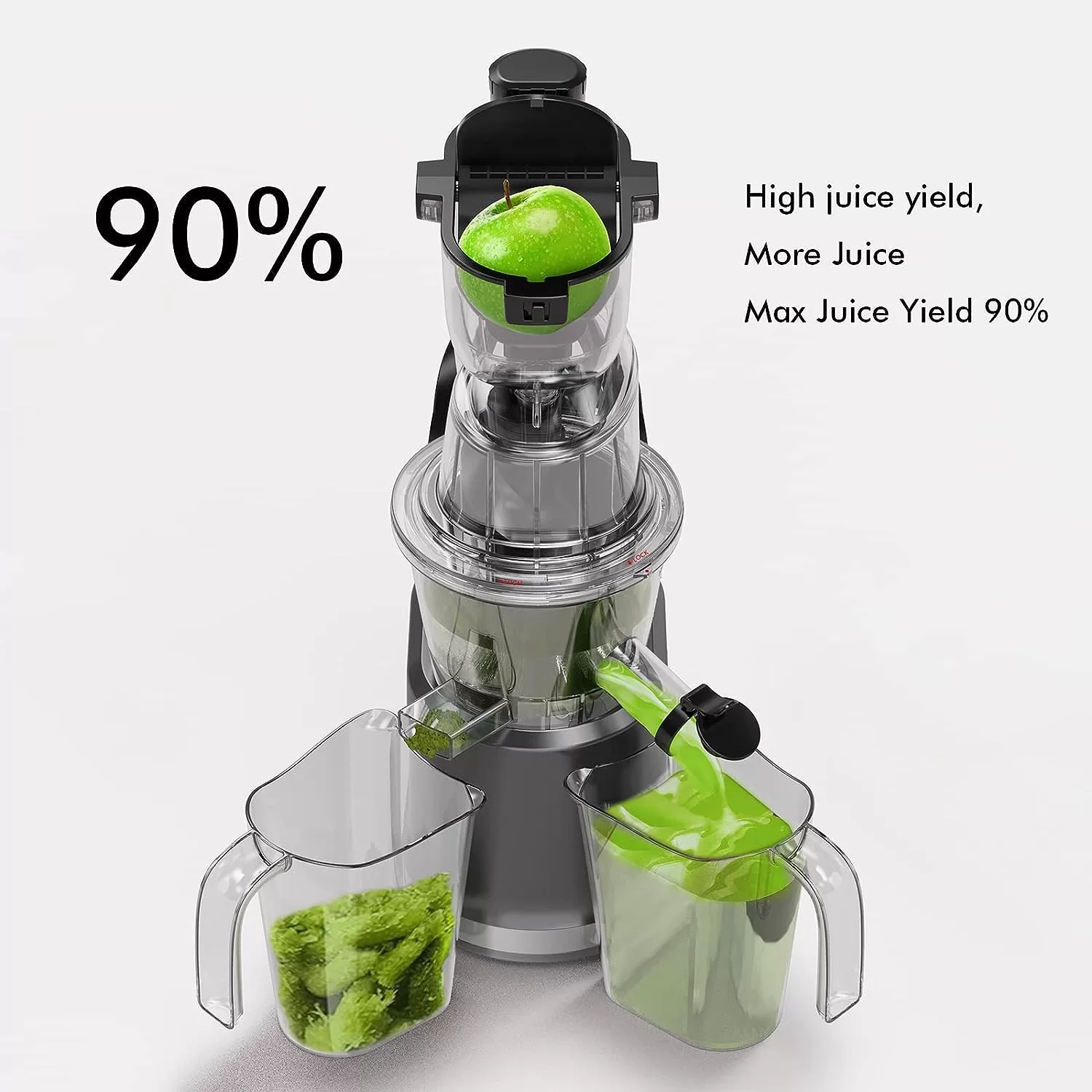 SiFENE Cold Press Whole Slow Masticating Juicer, Easy-Clean, High Yield Fruit & Veg Juice, BPA-Free, Gray