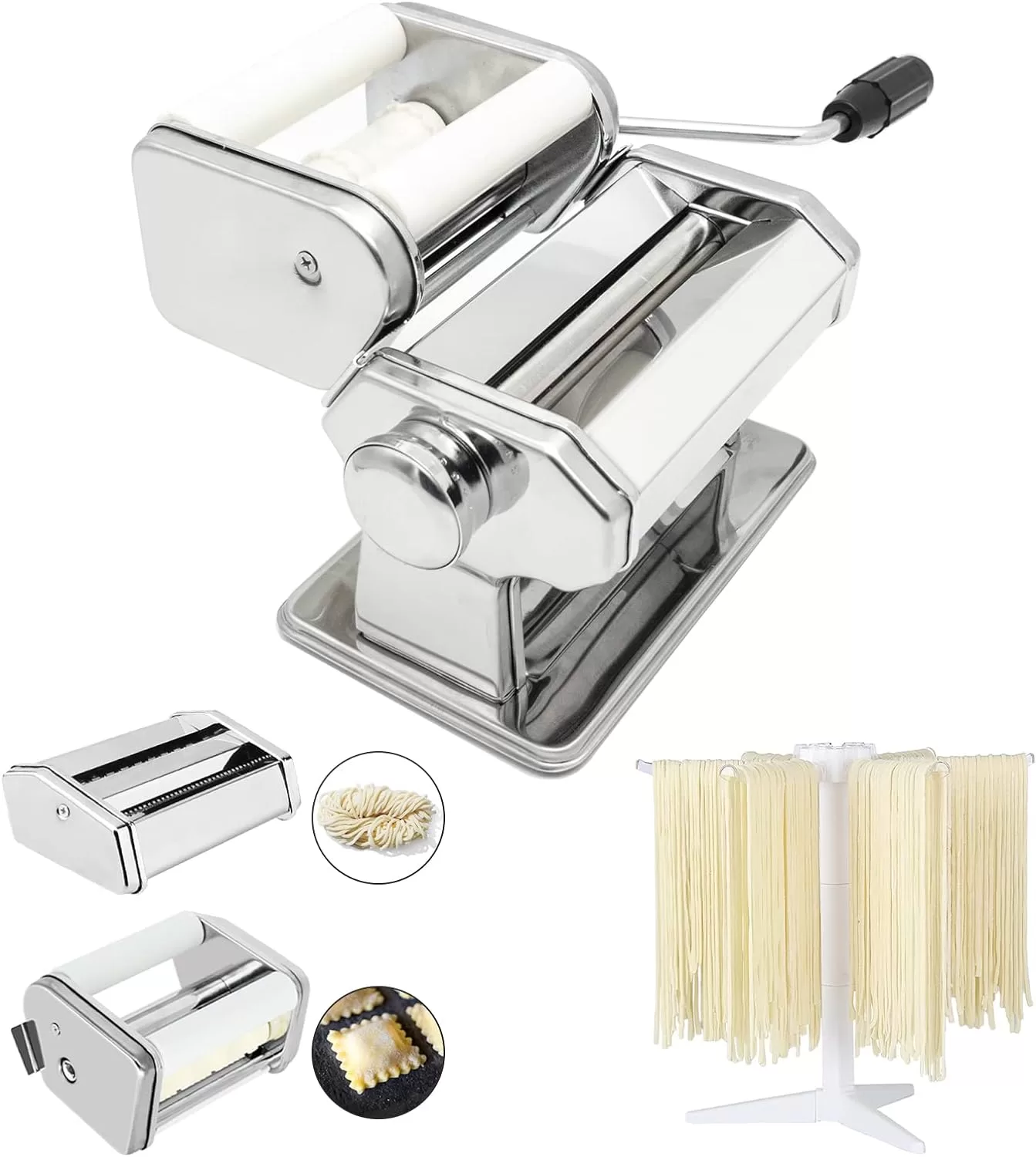 MZTOGR Pasta Maker Machine, Set of 6 Piece 150mm Steel Noodle Maker Machine