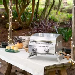 Megamaster Premium Outdoor Cooking 2-Burner Grill, While Camping, Outdoor Kitchen