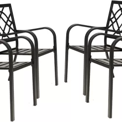 Incbruce 300lbs Patio Chairs Set of 4 Outdoor Dining Chairs, Metal Frame Stackable Patio Dining Chairs