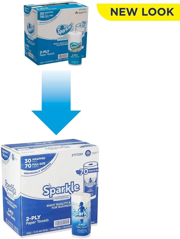 Sparkle Professional Series 2-Ply Perforated Kitchen Paper Towel Rolls, 70 Sheets Per Roll; 30 Rolls Per Case