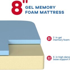 Alternative view of BestMassage Full Mattress, 8 inch Gel Memory Foam Mattress Queen Size for Cool Sleep & Pressure Relief