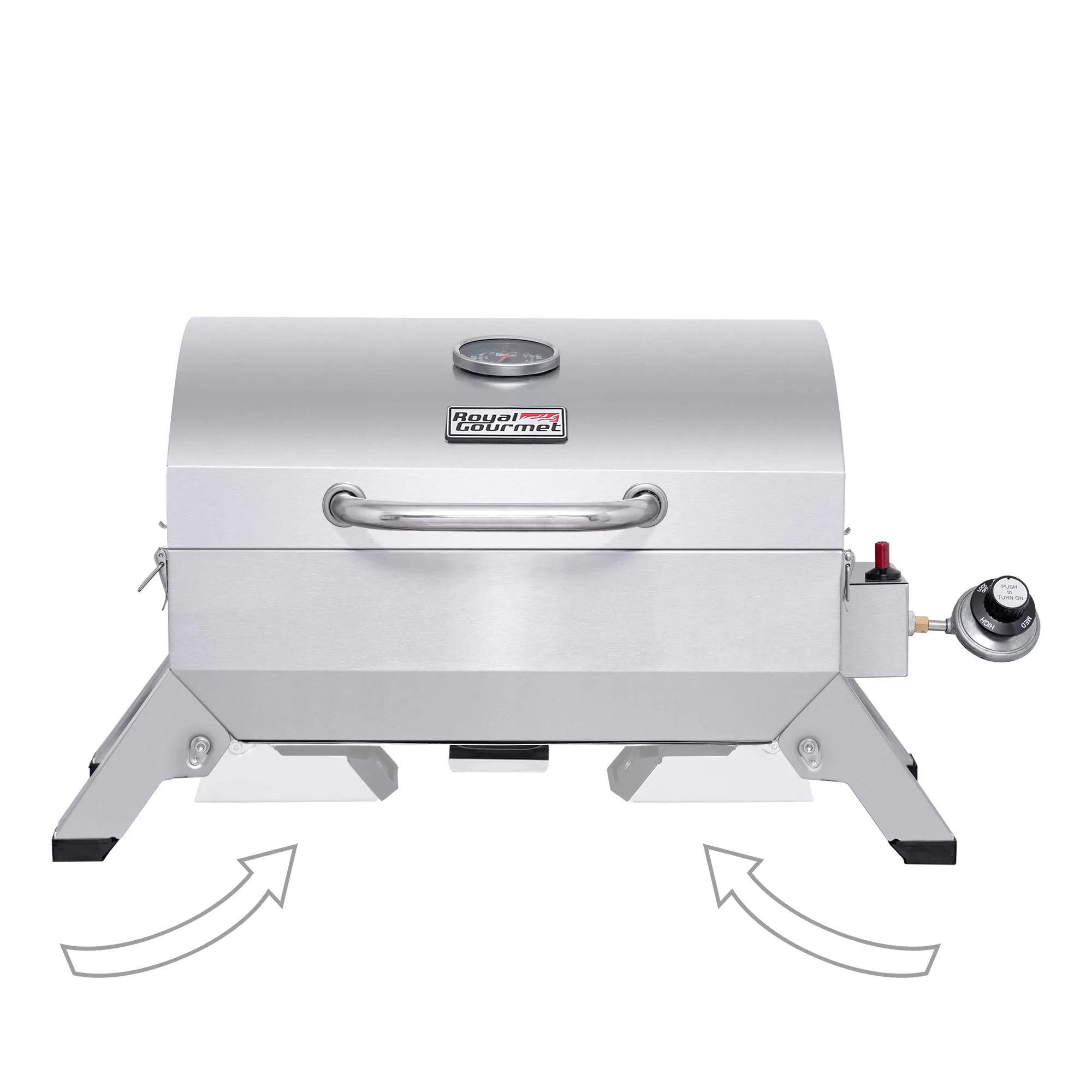 Royal Gourmet GT1001 Stainless Steel Portable Grill, 10000 BTU BBQ Tabletop Gas Grill, Silver