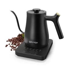 Ulcreigo Gooseneck Electric Kettle Temperature Control with 5 Variable Presets, (Black)