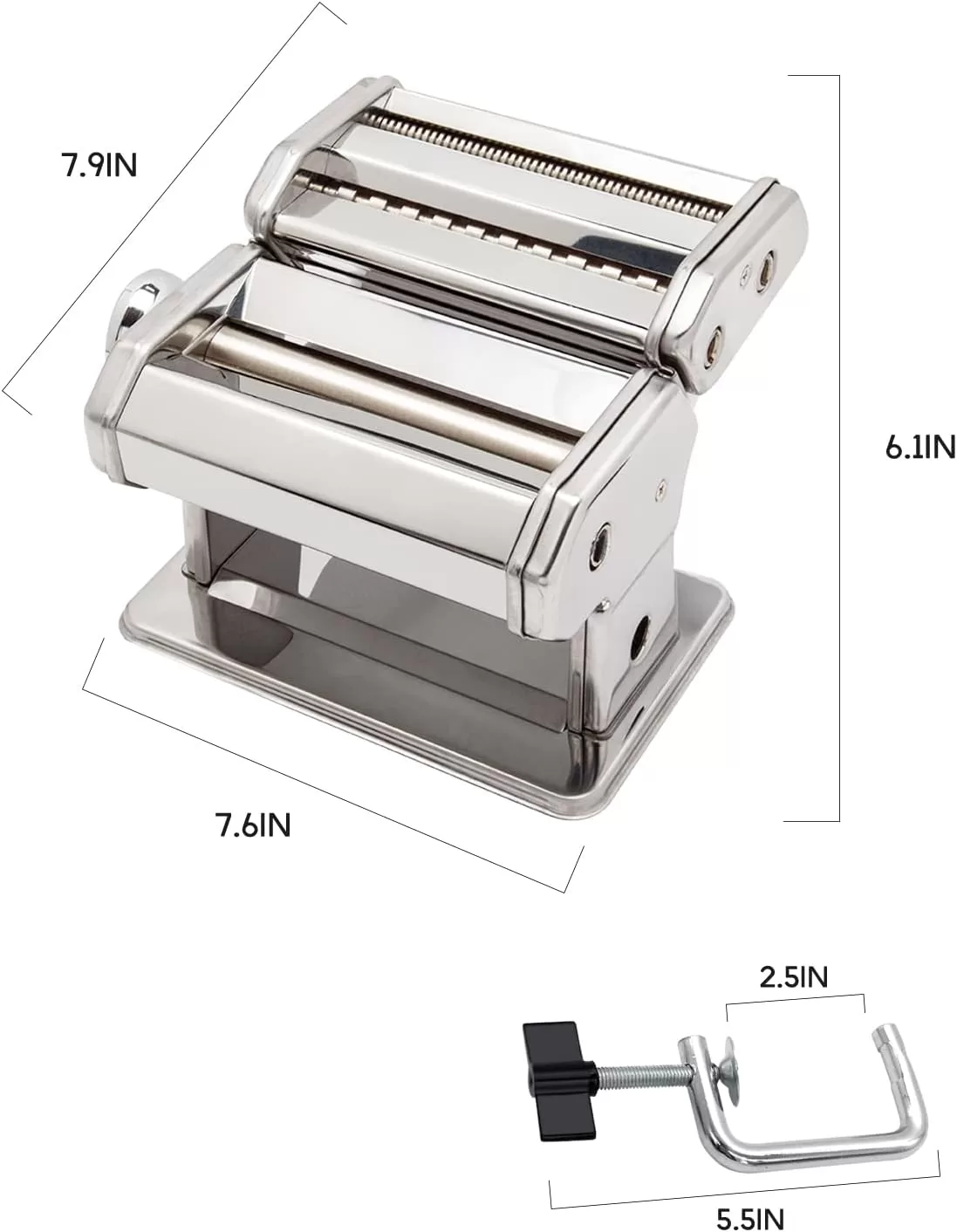 MZTOGR Pasta Maker Machine, Set of 6 Piece 150mm Steel Noodle Maker Machine