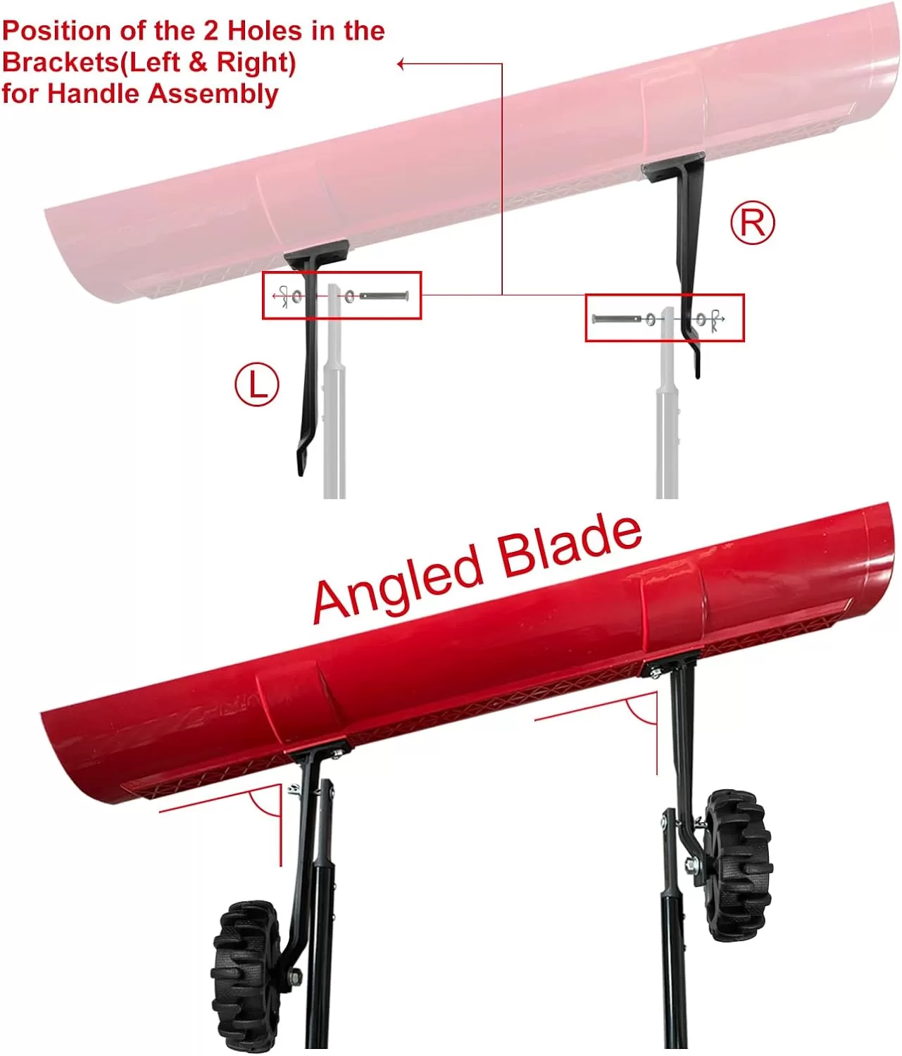 38 Inch Snow Shovel for Driveway, Brewin SnowPro Bi-Direction Heavy Duty Snow Pusher