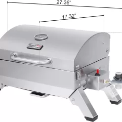 Royal Gourmet GT1001 Stainless Steel Portable Grill, 10000 BTU BBQ Tabletop Gas Grill, Silver