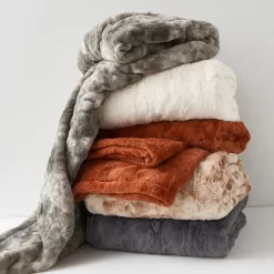 Krifey Oversized Minky Blanket, Super Soft Fluffy Luxury Throw Blanket Comfy Faux Fur Bed Throw Marbled Gray 60