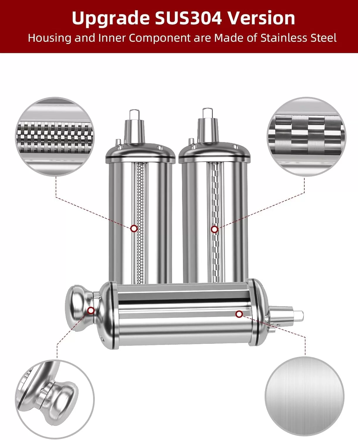 Pasta Maker Attachment Set for All KitchenAid Stand Mixer Included Pasta Sheet Roller, 3 Piece