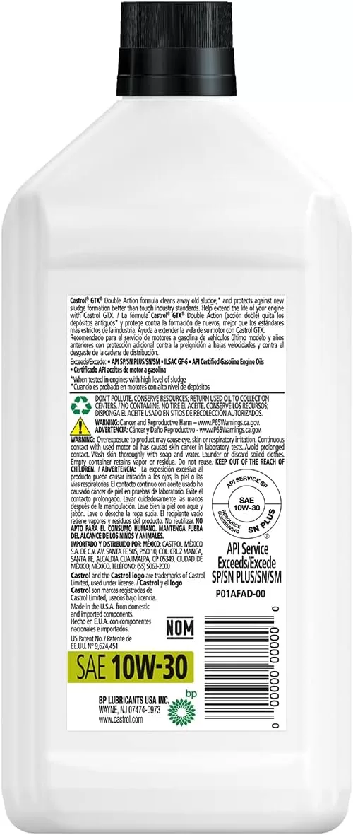 Castrol GTX 10W-30 Conventional Motor Oil, 1 Quart, Pack of 6