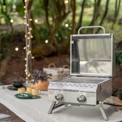 Megamaster Premium Outdoor Cooking 2-Burner Grill, While Camping, Outdoor Kitchen