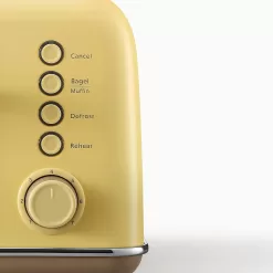 BUYDEEM DT640 4-Slice Toaster, Extra Wide Slots, Retro Stainless Steel, 7-Shade Settings (Mellow Yellow)