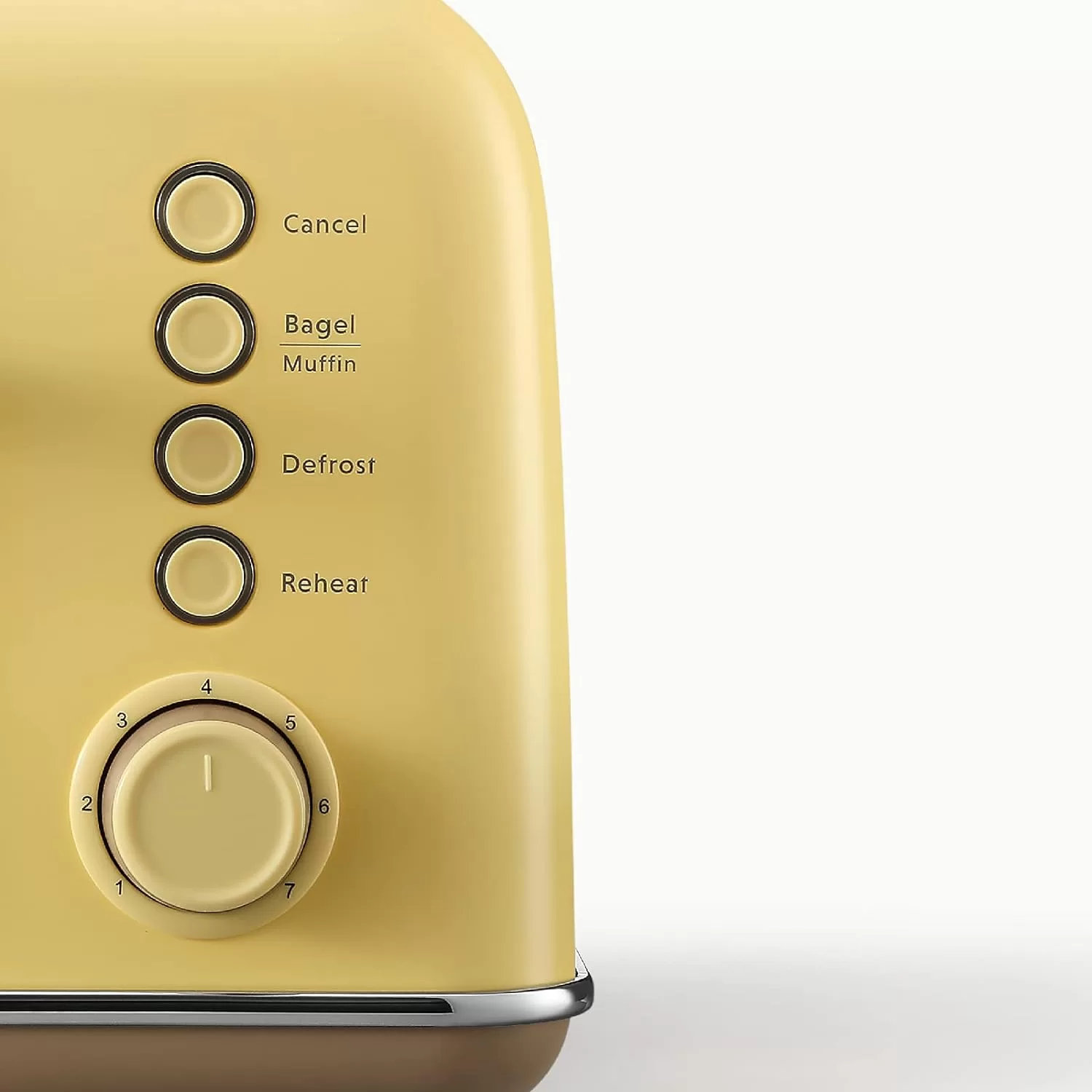 BUYDEEM DT640 4-Slice Toaster, Extra Wide Slots, Retro Stainless Steel, 7-Shade Settings (Mellow Yellow)