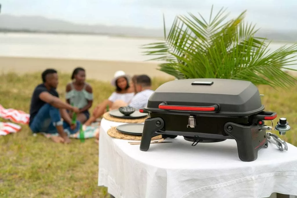 Megamaster 820-0065C 1 Burner Portable Gas Grill, Red + Black