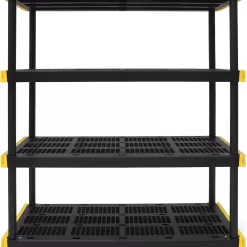 CX Black & Yellow, 4-Tier Heavy Duty Plastic Storage Shelving Unit, 200lbs/shelf (55”H x 48”W x 20”D)