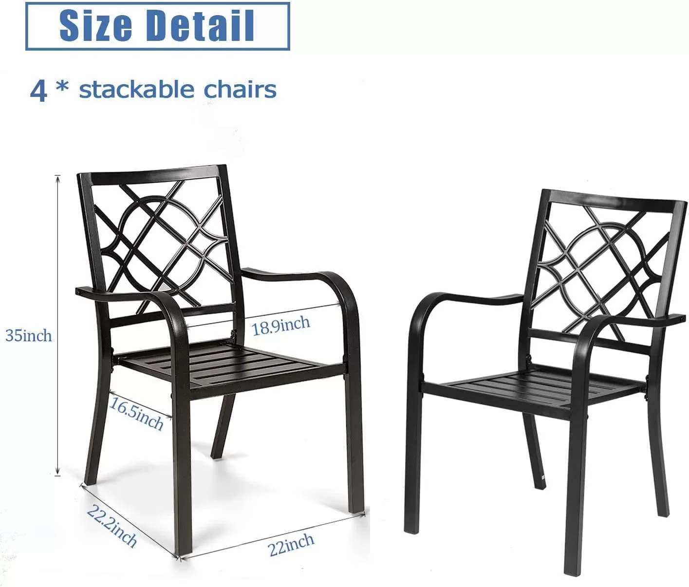 Incbruce 300lbs Patio Chairs Set of 4 Outdoor Dining Chairs, Metal Frame Stackable Patio Dining Chairs