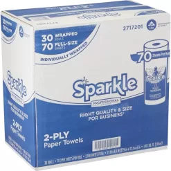 Sparkle Professional Series 2-Ply Perforated Kitchen Paper Towel Rolls, 70 Sheets Per Roll; 30 Rolls Per Case