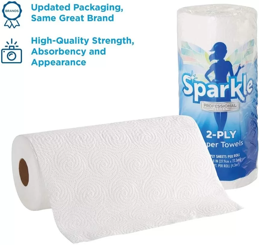 Sparkle Professional Series 2-Ply Perforated Kitchen Paper Towel Rolls, 70 Sheets Per Roll; 30 Rolls Per Case
