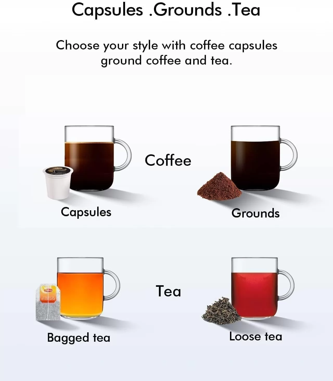 SIFENE Single Serve Coffee Maker, 3 in 1 Coffee Machine, Personal K-Pod Capsule Brewer, Black