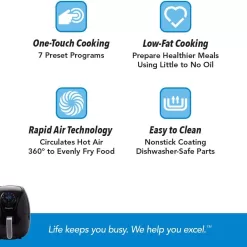 PowerXL Air Fryer 7 QT Maxx Classic, Extra Hot Air Fry, Black (7 Quart) (HF-196DT)