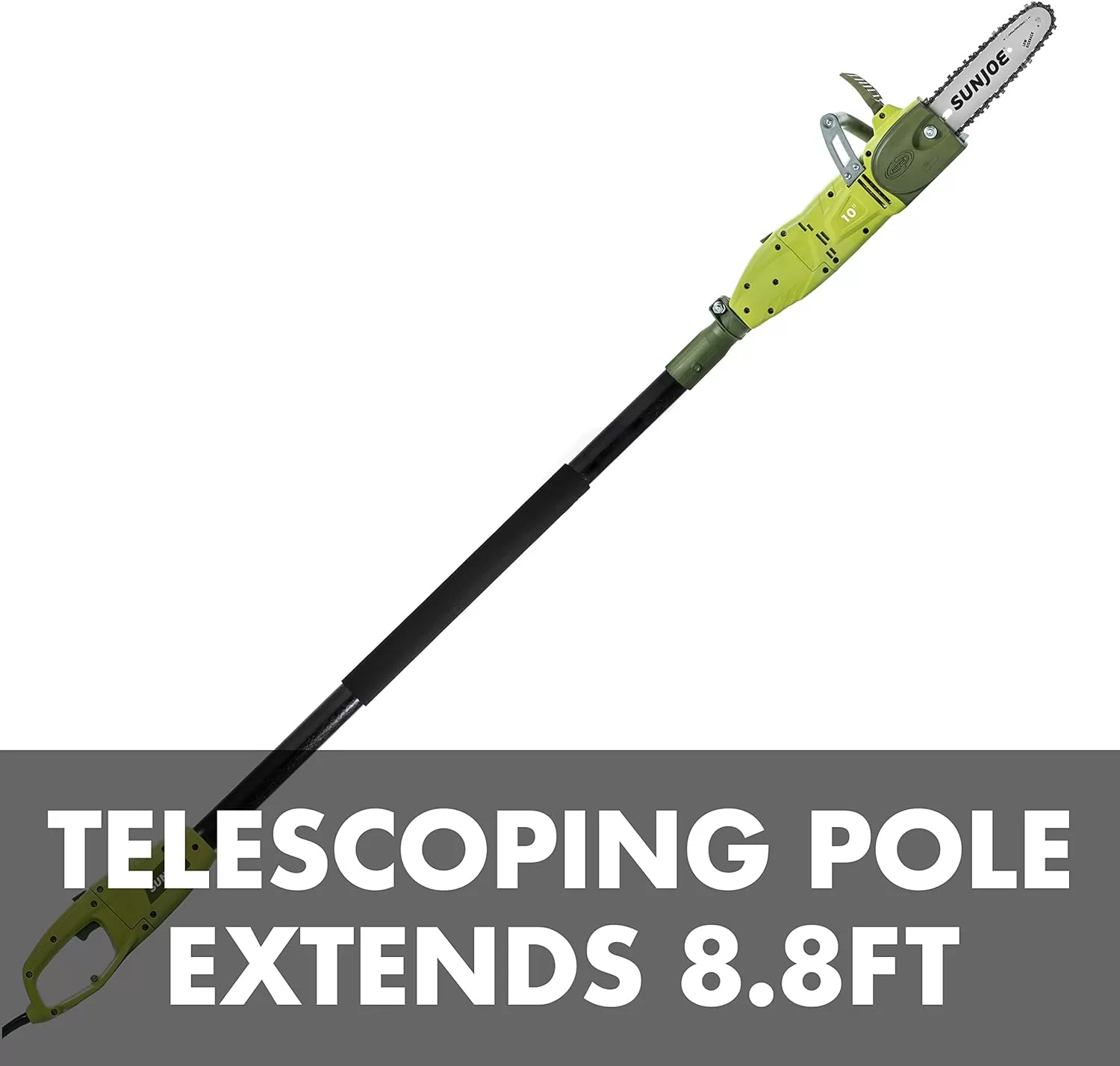 Sun Joe SWJ807E 10 inch 8.0 Amp Electric Convertible Pole Chain Saw, Green