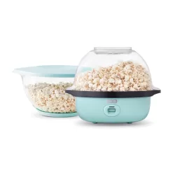 DASH SmartStore Deluxe Stirring Popcorn Maker, Hot Oil Electric Popcorn Machine, 24 Cups – Aqua