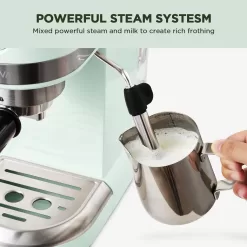 Neretva 20 Bar Espresso Coffee Machine with Steam Wand for Latte Espresso and Cappuccino - Mint Green