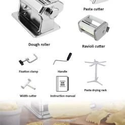 MZTOGR Pasta Maker Machine, Set of 6 Piece 150mm Steel Noodle Maker Machine