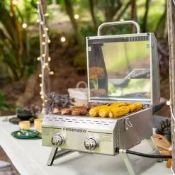 Megamaster Premium Outdoor Cooking 2-Burner Grill, While Camping, Outdoor Kitchen