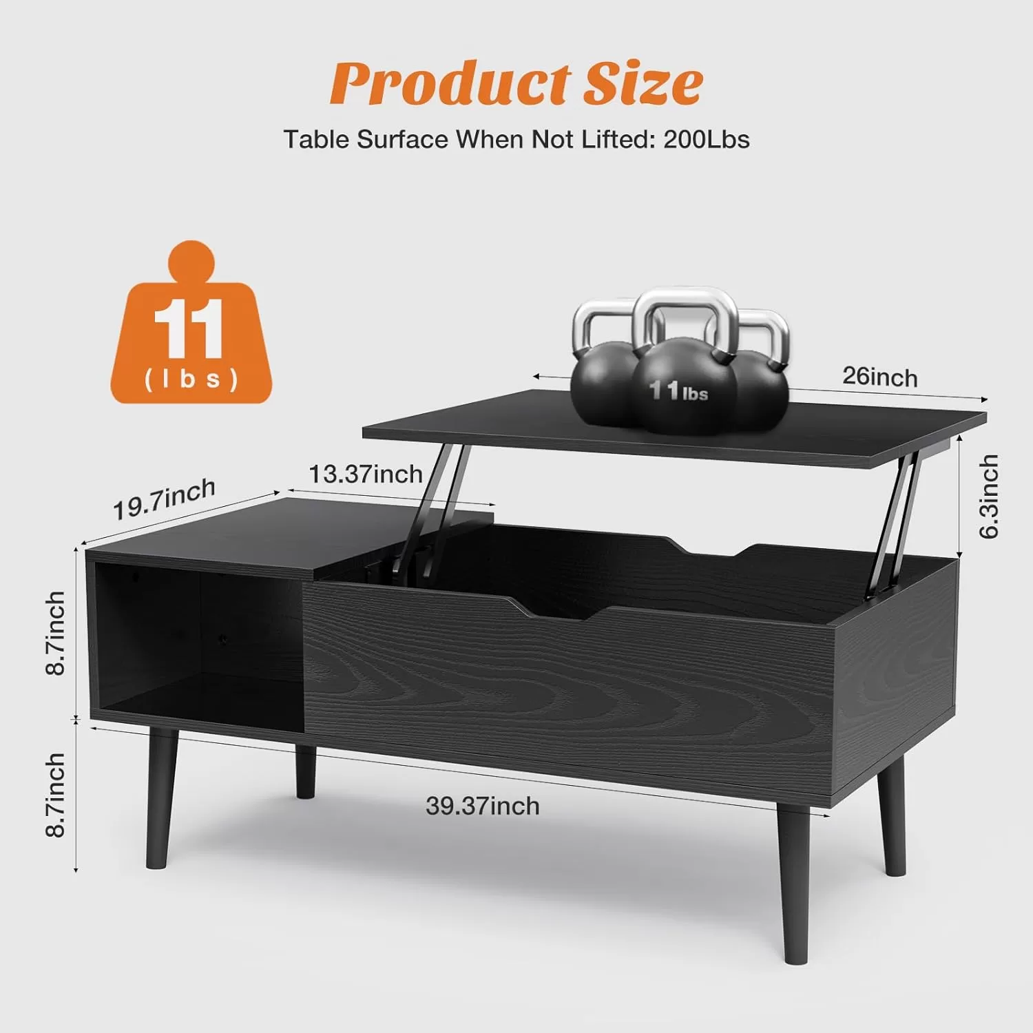 Sweetcrispy Coffee Table, Lift Top Coffee Tables (Black)