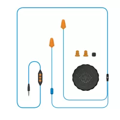 Plugfones Guardian Plus 29 dB Nylon/Silicone/Soft Foam 3.5 MM Jack Earplugs/Earphones w/Mic Blue/Ora