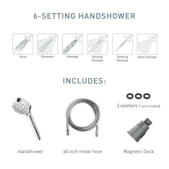 Moen Engage Chrome 6 settings Handheld Showerhead 1.75 gpm
