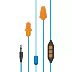 Plugfones Guardian Plus 29 dB Nylon/Silicone/Soft Foam 3.5 MM Jack Earplugs/Earphones w/Mic Blue/Ora