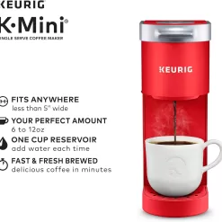 Keurig K-Mini Single Serve K-Cup Pod Coffee Maker, Poppy Red