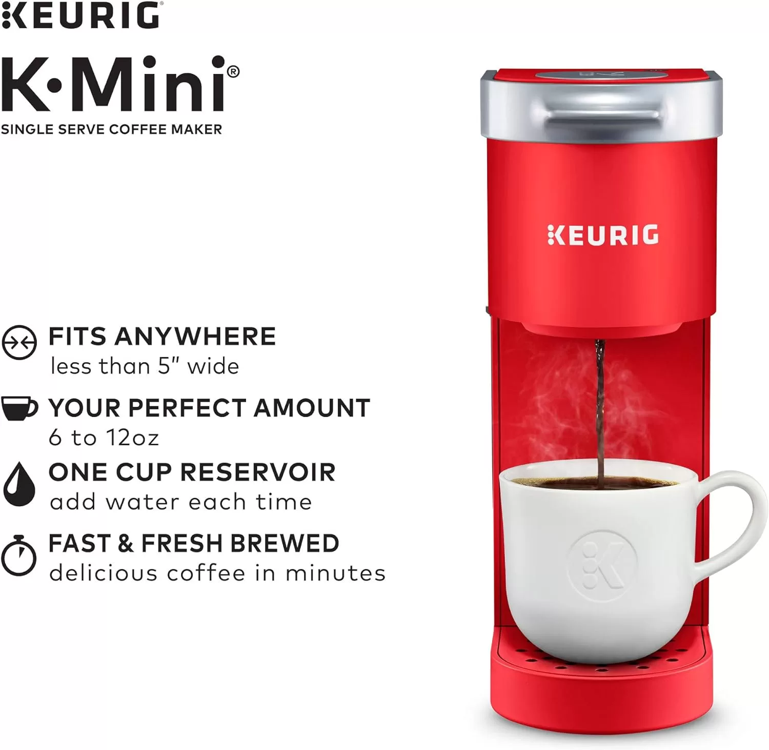 Keurig K-Mini Single Serve K-Cup Pod Coffee Maker, Poppy Red