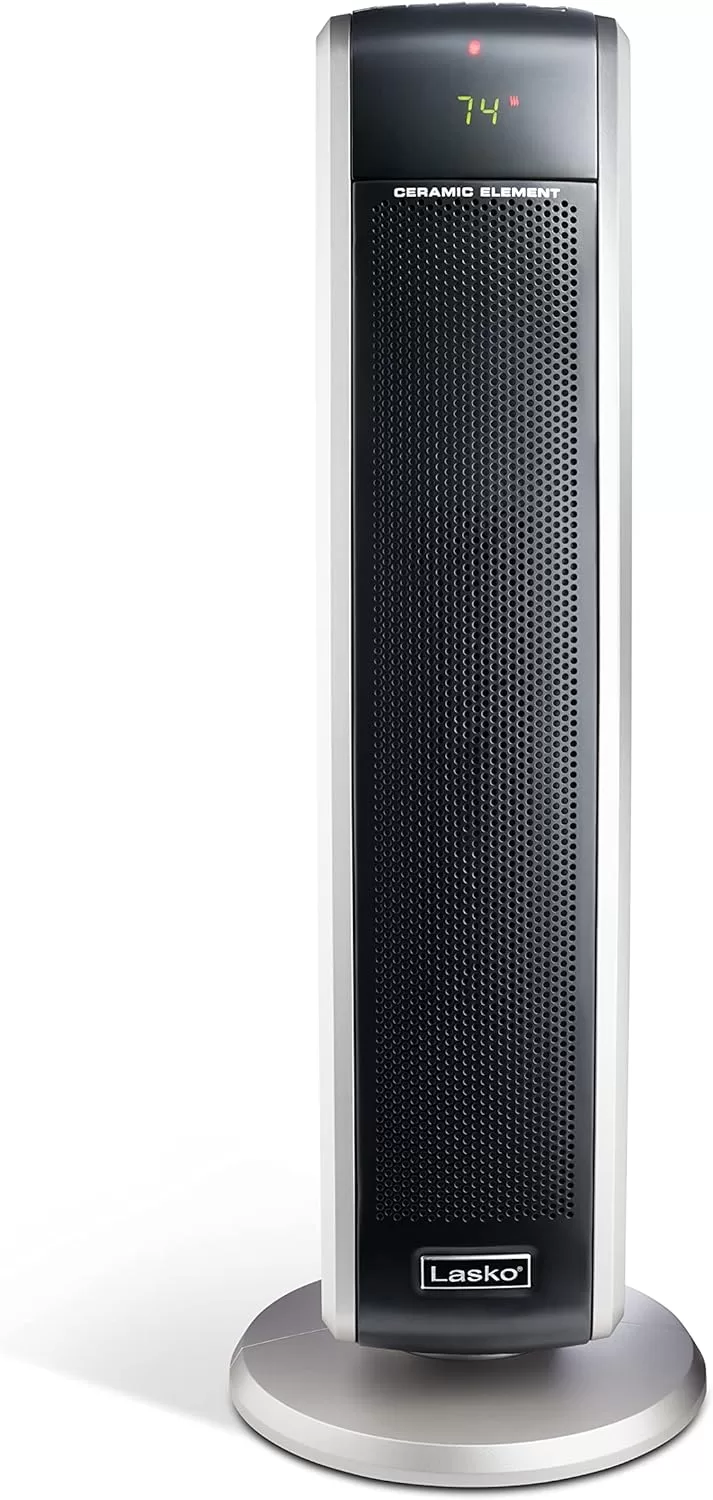 Lasko 29” Ceramic Tower Heater for Large Rooms, Whole Room Heating, 1500W, Black, 5586