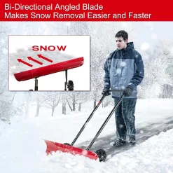 38 Inch Snow Shovel for Driveway, Brewin SnowPro Bi-Direction Heavy Duty Snow Pusher