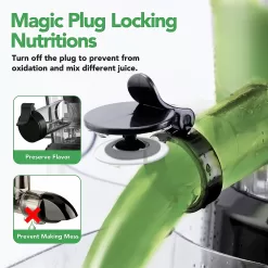 Aeitto Cold Press Whole Vertical Juicer, Slow Masticating, High Yield, BPA-Free, Black
