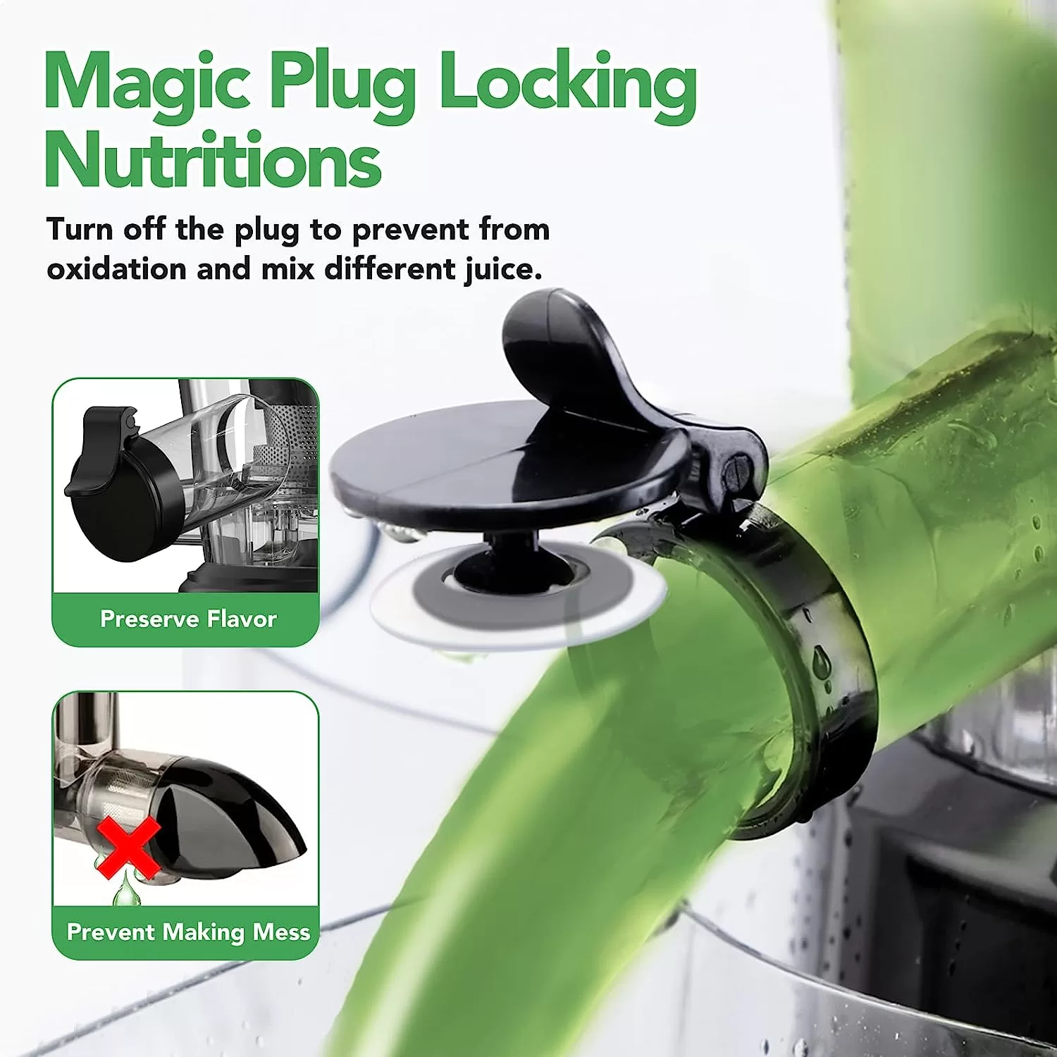 Aeitto Cold Press Whole Vertical Juicer, Slow Masticating, High Yield, BPA-Free, Black