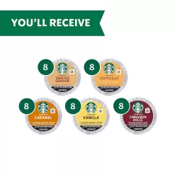 Starbucks K-Cup Coffee Pods—Flavored Coffee—Variety Pack for Keurig Brewers—Naturally Flavored—100% Arabica—1 box (40 pods total)