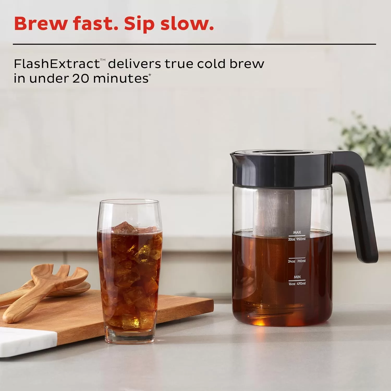 Instant Cold Brew Electric Coffee Maker, Quickly Brew Up to 32 Ounces