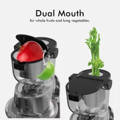 SiFENE Cold Press Whole Slow Masticating Juicer, Easy-Clean, High Yield Fruit & Veg Juice, BPA-Free, Gray