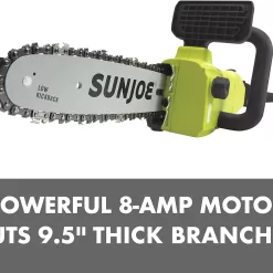 Sun Joe SWJ807E 10 inch 8.0 Amp Electric Convertible Pole Chain Saw, Green